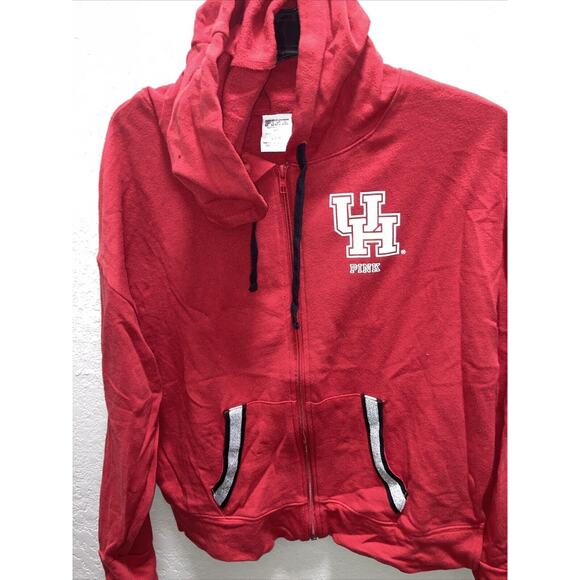 PINK with 5th ocean UH Houston Cougars red full zip Hoodie | Embroidered | Small - Picture 9 of 9